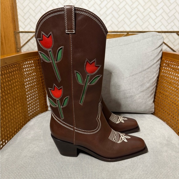 Loeffler Randall Wilder Espresso Leather Tulip Boot - Picture 4 of 11